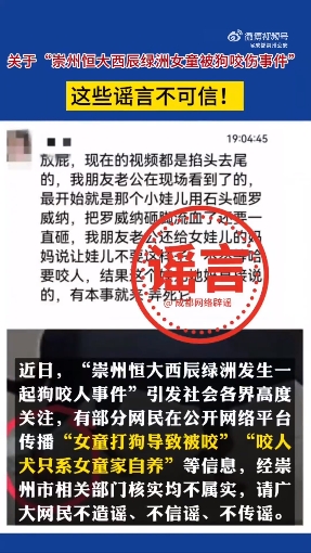 女童打狗导致被咬？犬主为黑衣女子？成都警方辟谣：都是假的1