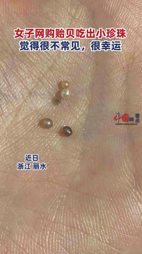 女子網購貽貝吃出多顆小珍珠：貽貝的品質很好，已經將珍珠收藏，感覺自己很幸運2