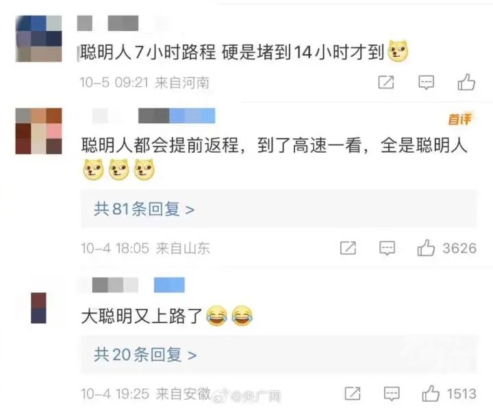 “返程聪明人”冲上热搜！1小时开了10公里，网友：还是提前出发那批人5