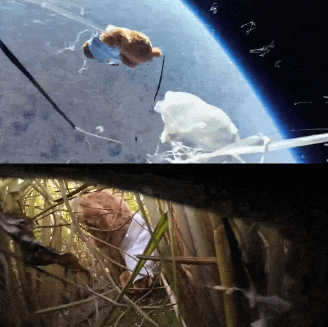 “小熊高空出差”和地球合影，这个大学生是认真的