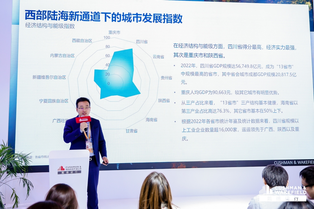 Cushman & Wakefield released the Research Report on Significant Development Opportunities for Western Cities Created by the New Western Land-sea Corridor (2023) at the China International Import Expo. (Photo provided by the interviewee)