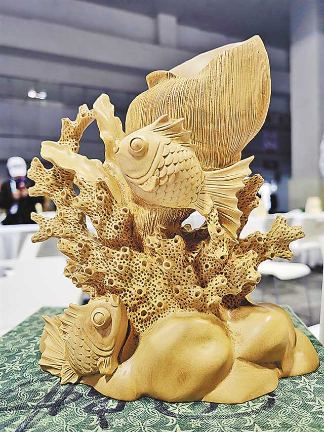 Chendiaojiang boxwood carving, a municipal-level form of intangible cultural heritage in Chongqing. (All photos provided by the organizing committee of the Cultural Industry Expo)