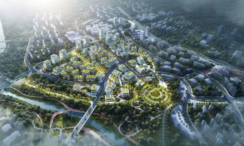 重庆设计公园鸟瞰效果图。悦来投资集团供图