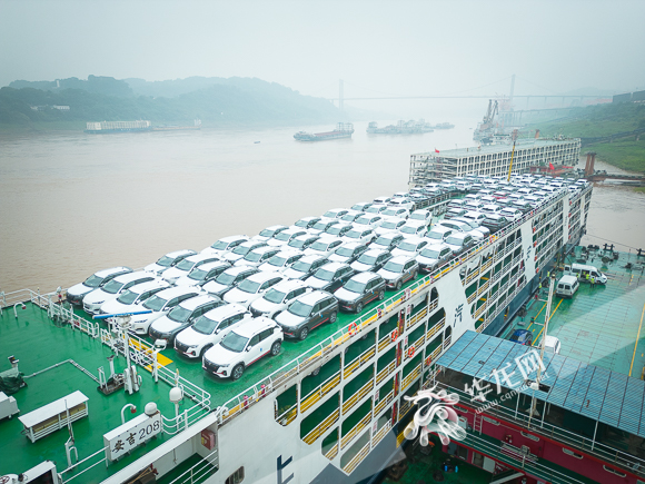 重庆果园港装运的重庆生产车辆。华龙网 首席记者 李裕锟 摄