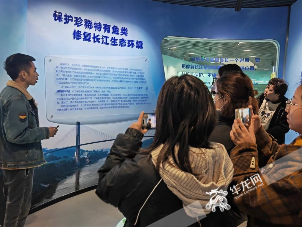 在江津区林业局，采访团实地了解长江珍稀特有鱼类生存现状。华龙网记者 谢鹏飞 摄