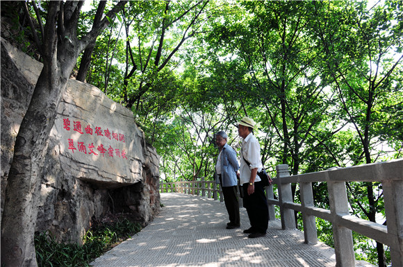 市民驻足欣赏楹联