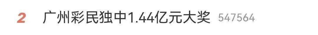 冲上热搜!广州一彩民独中1.44亿元大奖 投注站:中奖号码已守3年1