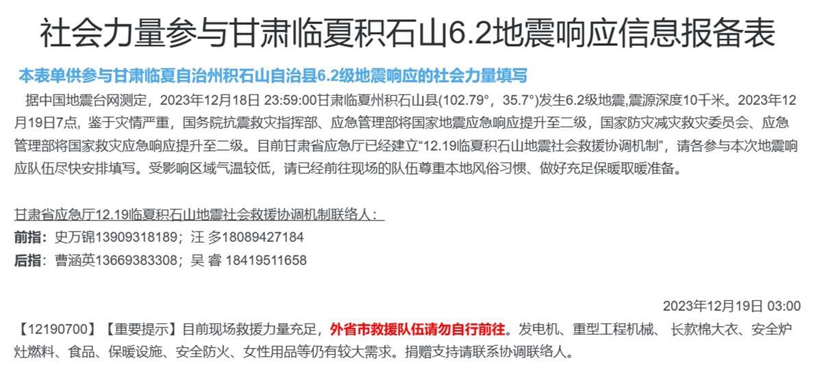 甘肃积石山县发生6.2级地震，震中一村干部：全村互助篝火取暖，缺发电机和生活物资1