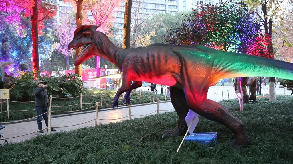 “2024小龙坎灯光恐龙艺术节”的恐龙元素。沙坪坝区融媒体中心供图 华龙网发