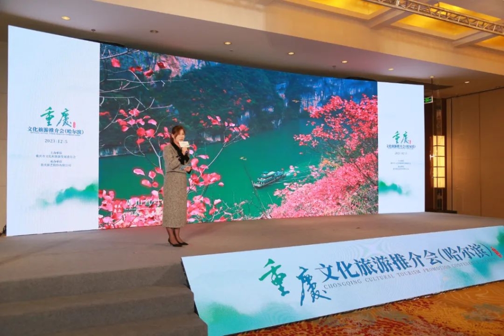 县文化旅游委推介官介绍巫山文化旅游资源及线路等。