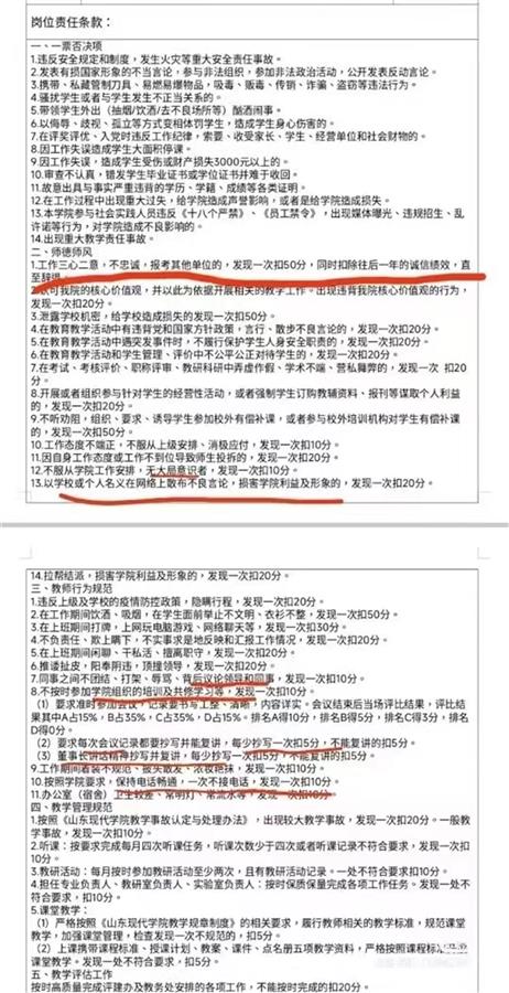 山东一高校考评教师“忠诚度”，还要求抄写董事长讲话精神，校方回应1