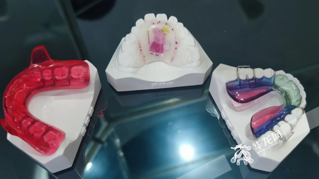 四川恒和鑫口腔科技有限公司展出的牙齿模型。华龙网-新重庆客户端 梁浩楠 摄