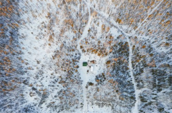 2月23日拍摄的内蒙古森工集团满归森工公司乌龙岱林场景色（无人机照片）。新华社记者 刘磊 摄