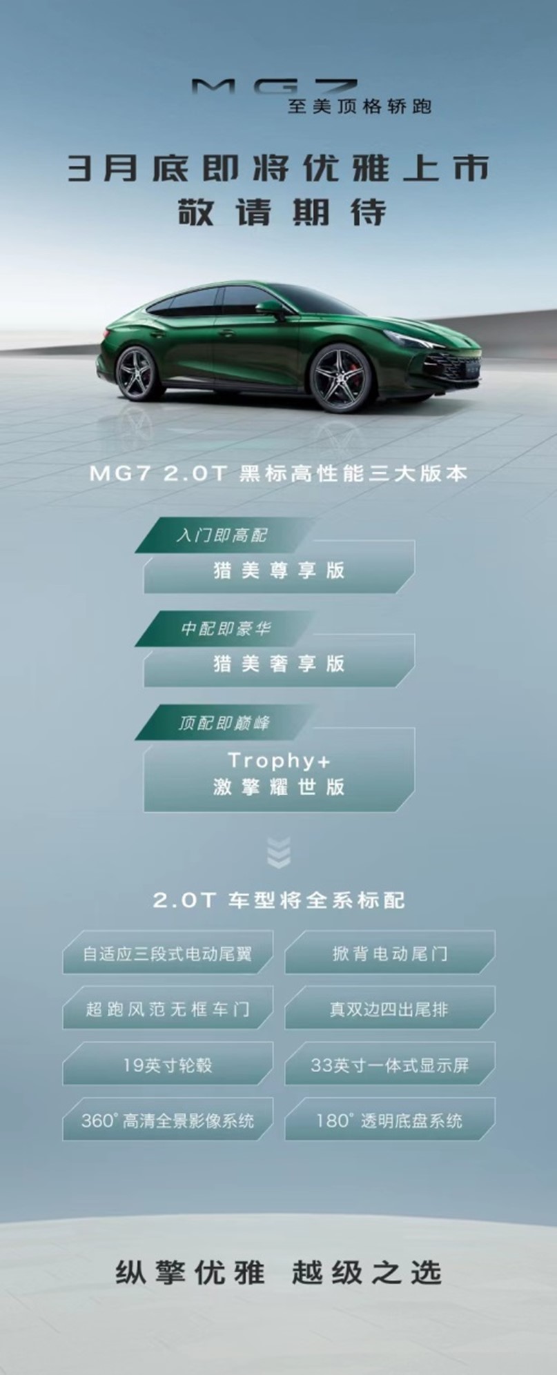 MG7 2.0T车型配置公布。 MG品牌供图 华龙网发