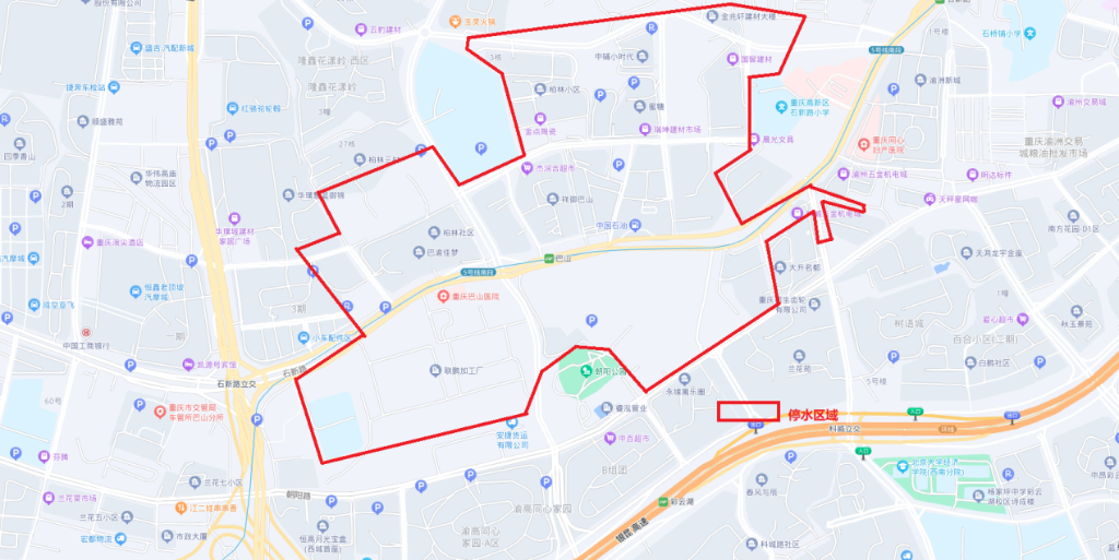 停水区域图。重庆市自来水有限公司供图