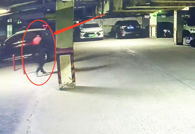 1熊某盗窃车内财物的过程，被公共视频拍下。重庆高新区警方供图
