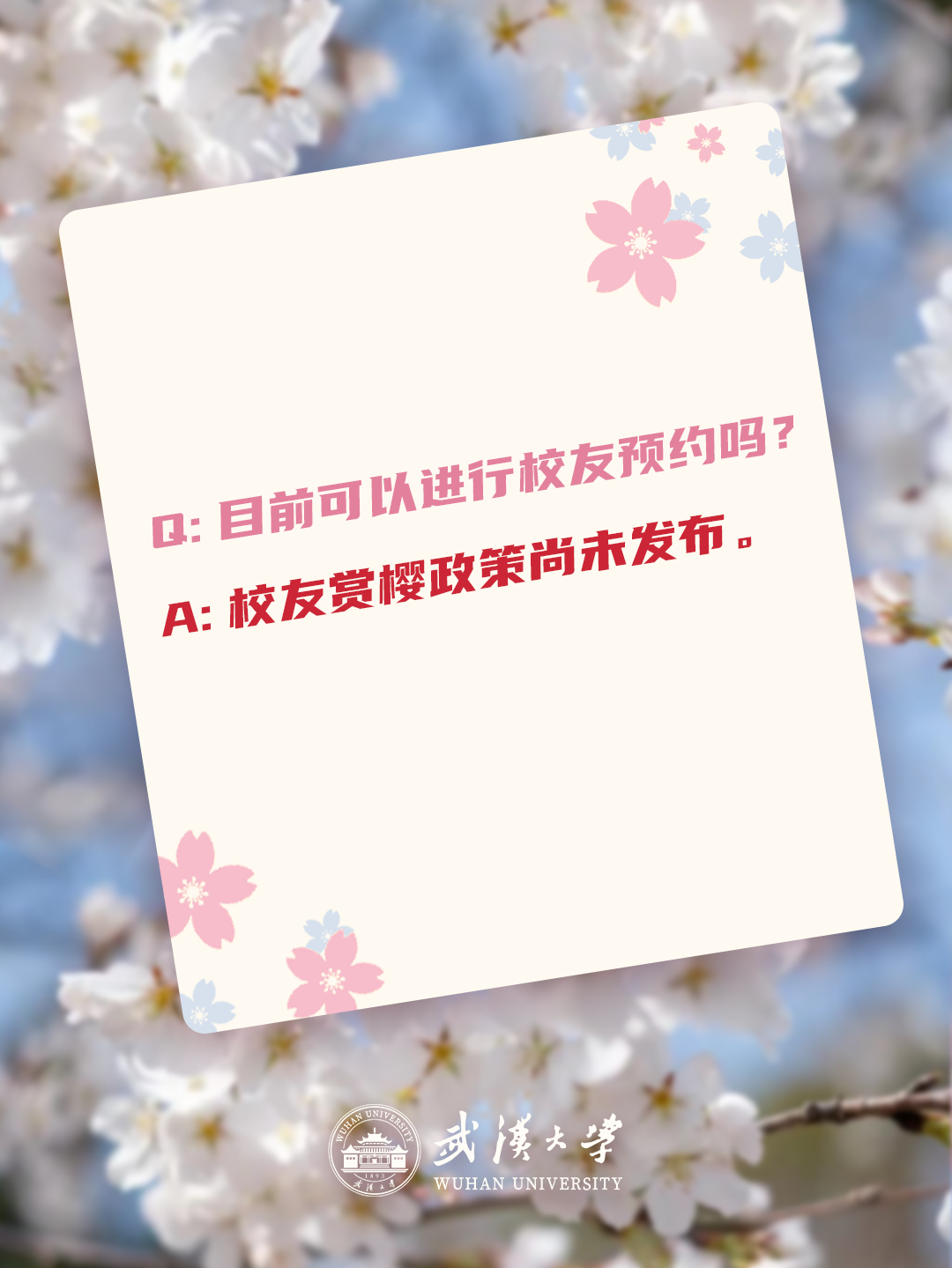 武汉大学辟谣多个网传赏樱消息：赏樱政策尚未发布，谨防黄牛5