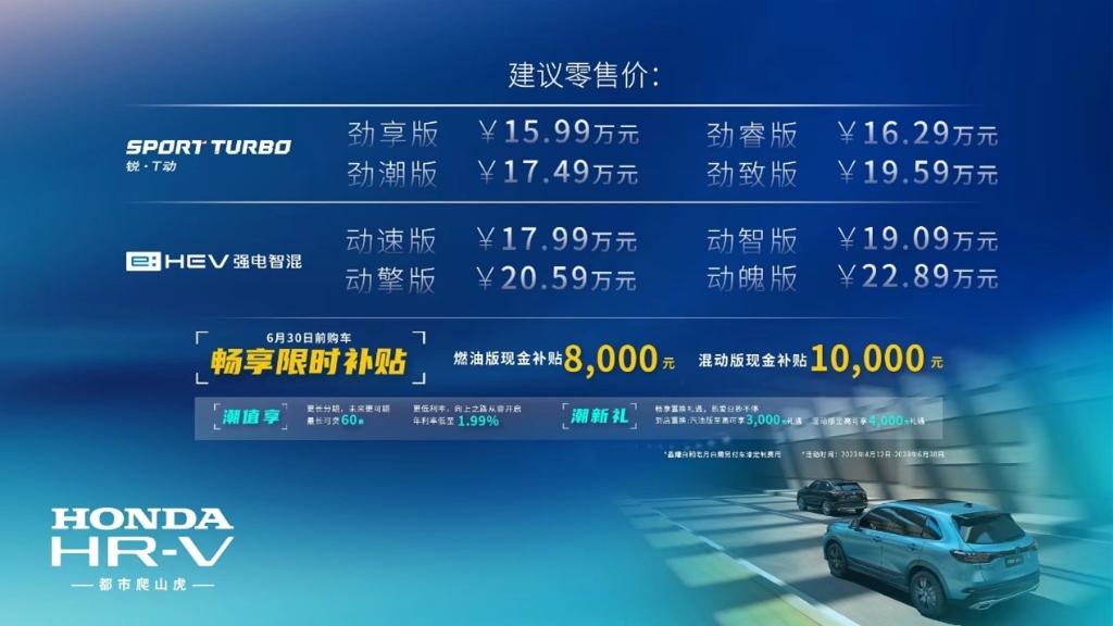 东风Honda HR-V价格及权益。东风本田供图 华龙网发