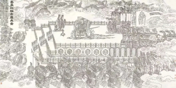 冯远,秦赢政称帝庆典图 ,200x400cm