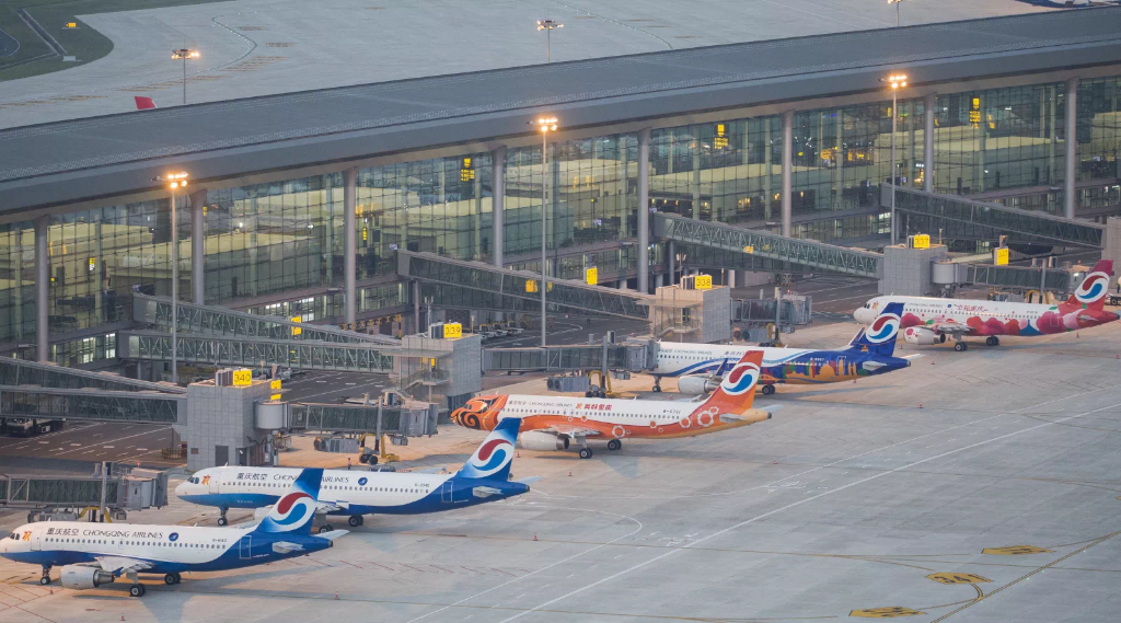 重庆江北国际机场运输生产恢复至2019年同期水平。重庆机场供图