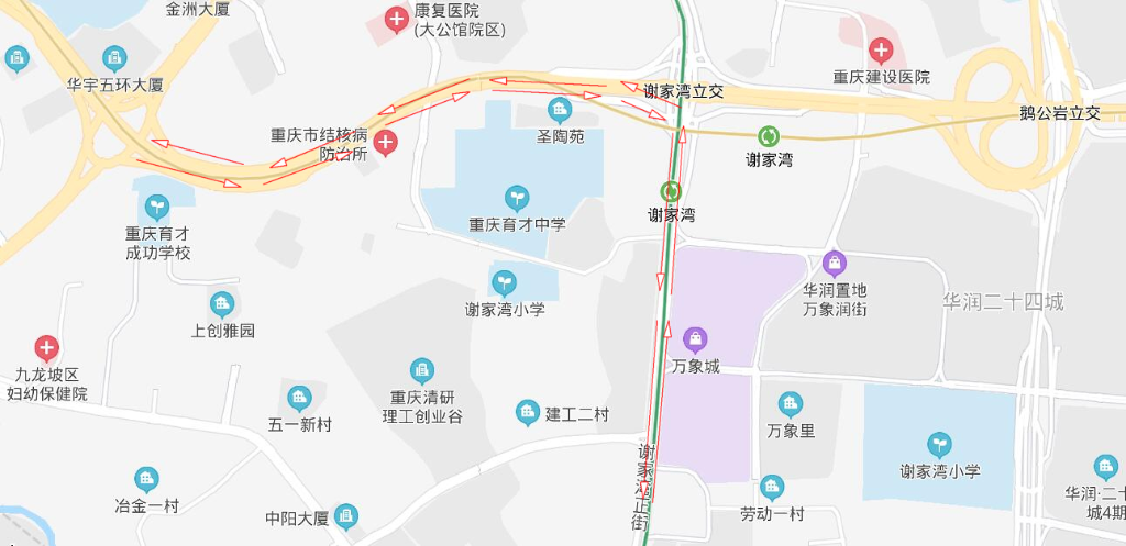 1大公馆立交绕行改道提示图。重庆九龙坡警方供图