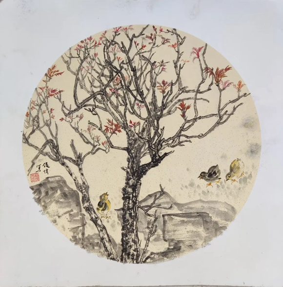 8袁俊俏 《灌乡春色》 国画 50cm×50cm