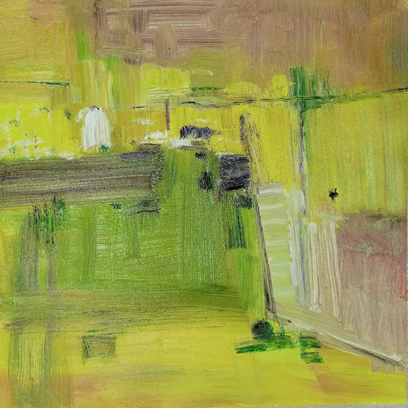 11郑壬《烟雨灌湖》油彩 30cm×30cm