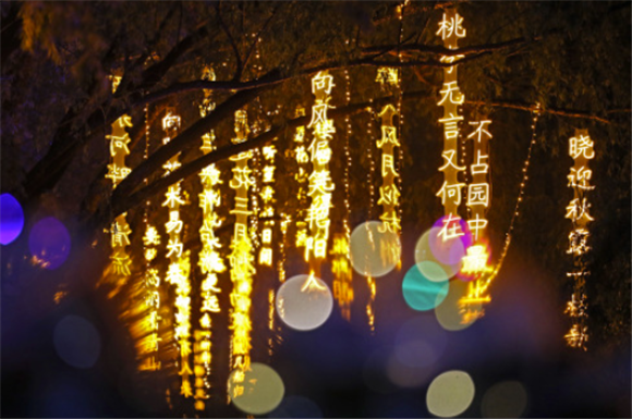 这是沈阳万泉公园诗词漫道上的古诗词灯（5月26日摄）。新华社记者 姚剑锋 摄
