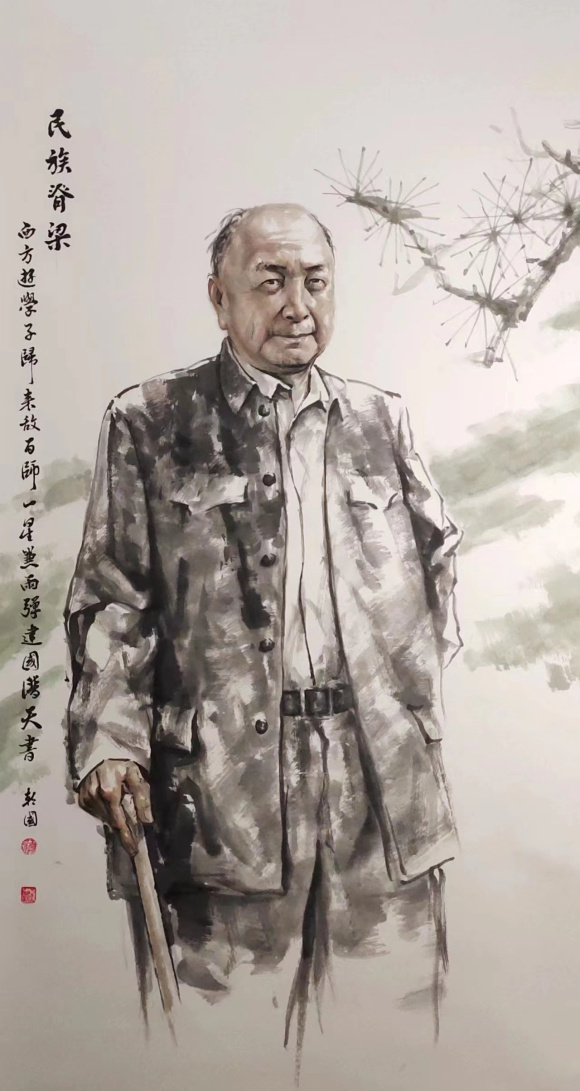 《民族脊梁》       纸本设色     185×95cm