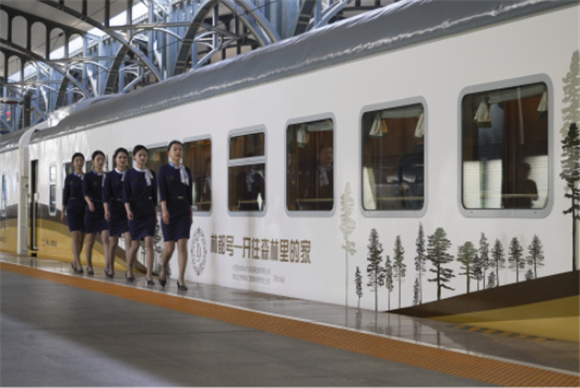 6月18日，乘务员准备登上“林都号”旅游列车。新华社记者 王大禹 摄