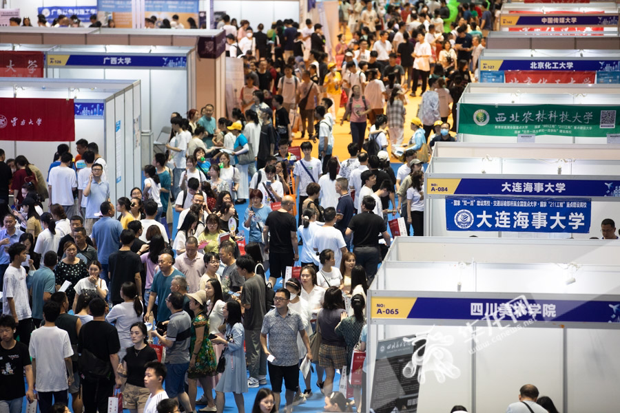 全国500余所院校在咨询会现场为考生答疑。华龙网-新重庆客户端记者 张质 摄