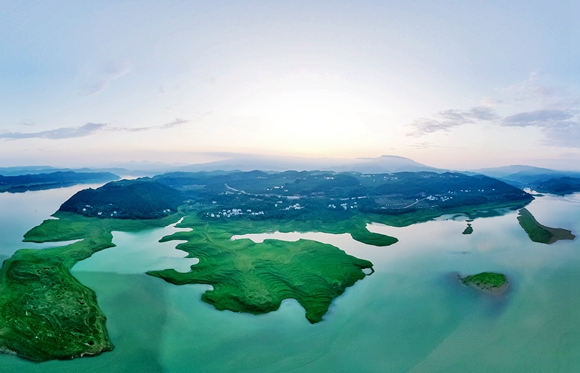 从空中俯瞰，湿地秀美。忠县县委宣传部供图 华龙网发