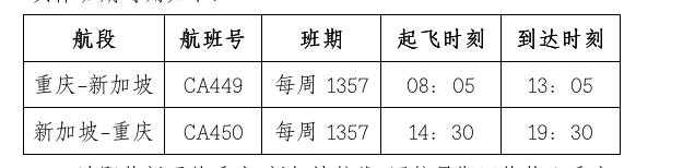 时刻表。国航供图