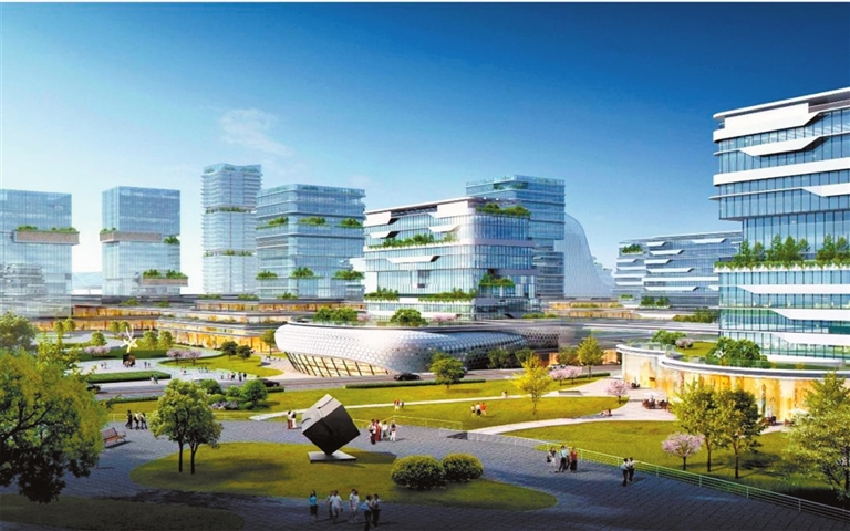 五云湖片区城市设计效果图。重庆国际物流枢纽园区供图