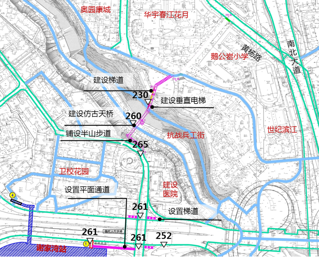 谢家湾轨道站步行便捷性提升规划图。市规划自然资源局供图