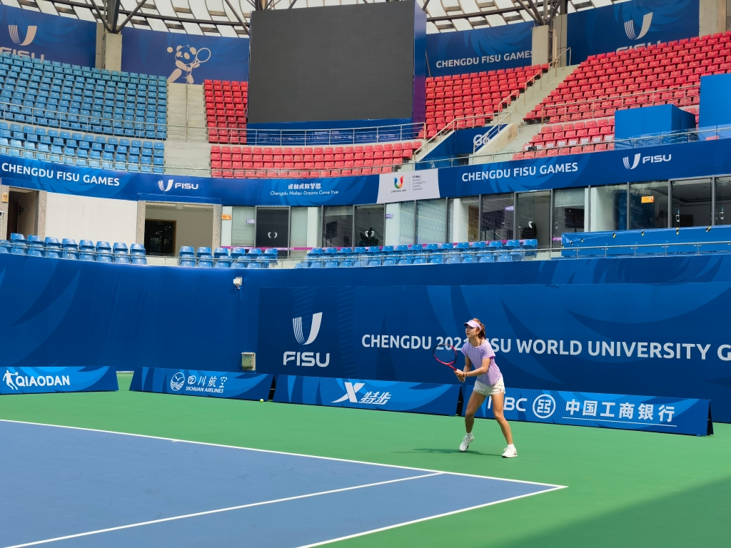 Tennis player Tang Qianhui is in training. (Photo provided by the interviewee) 