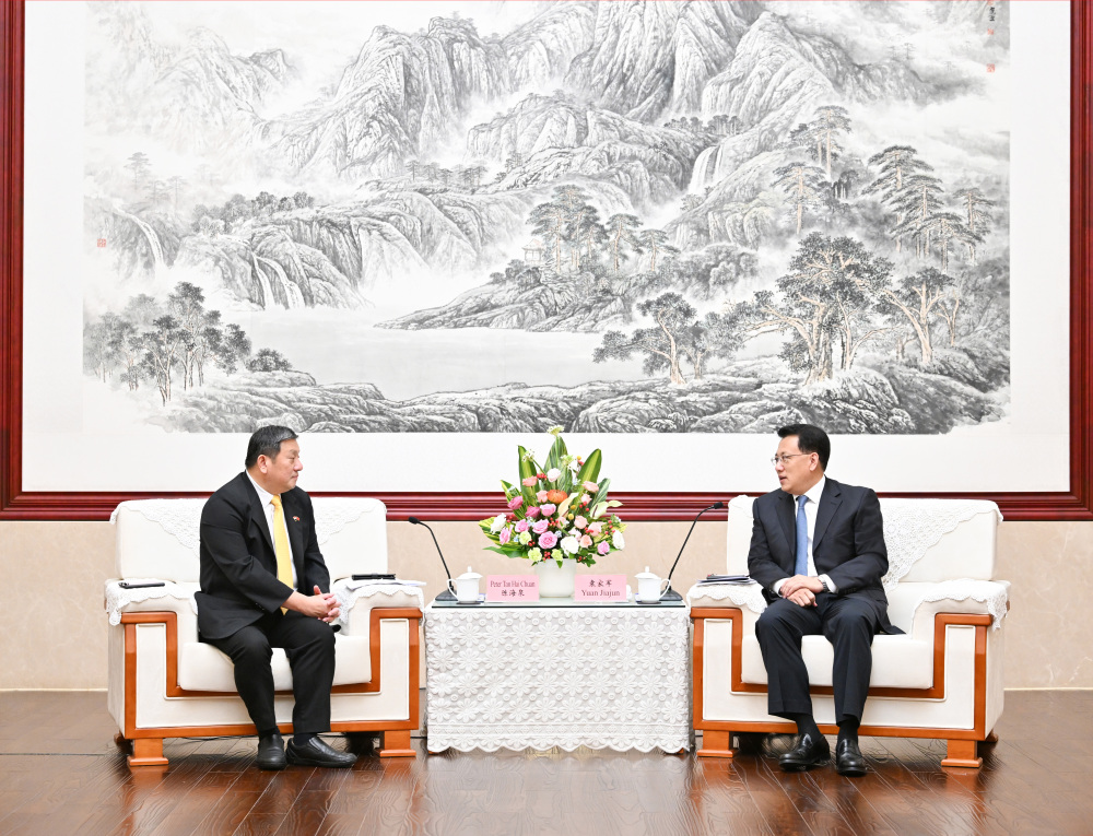 Yuan Jiajun, Party Secretary of the Chongqing Committee of the CPC met with Peter Tan (Chen Haiquan) and his delegation on the afternoon of July 3. (Photographed by Su Si / Visual Chongqing)