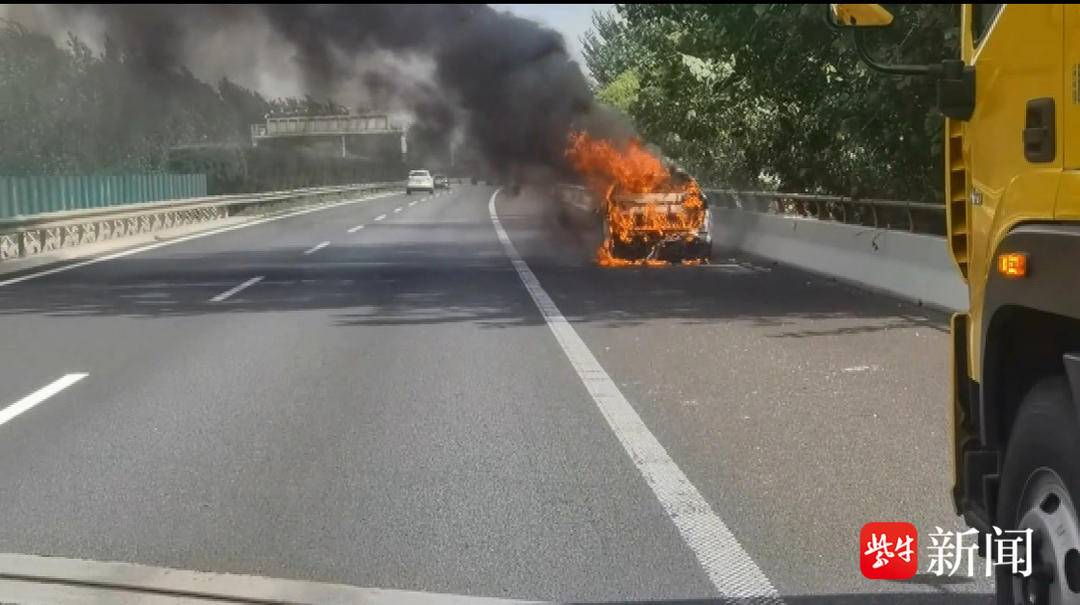 视频 |高速路上汽车自燃 “二师兄”被困，消防员灭火后主动给猪冲个澡1