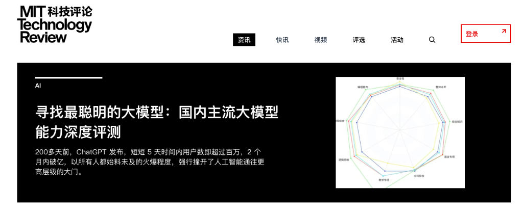 《麻省理工科技评论》中国发布大模型评测
