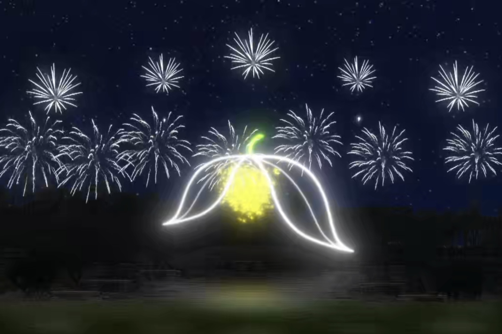 珙桐花焰火模拟画面。受访者供图