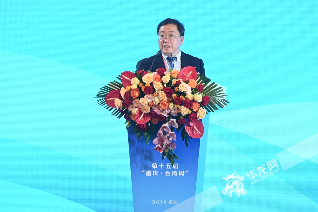 上海交通大学台湾研究中心执行主任盛九元做主旨演讲。主办方供图