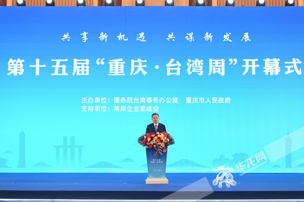 两岸企业家峰会台湾方面副理事长陈瑞隆在开幕式上致辞。主办方供图