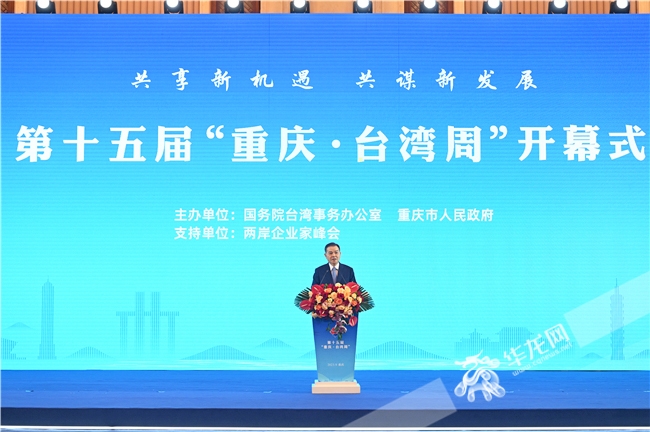 两岸企业家峰会台湾方面副理事长陈瑞隆先生致辞。华龙网记者 李梦婷 摄