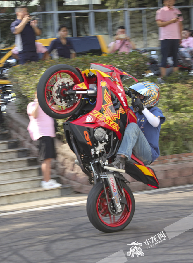 Riders perform a wide variety of difficult stunts.