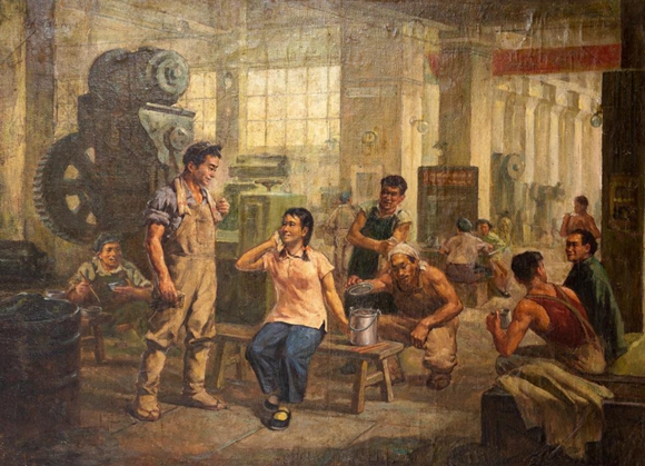 送饭 刘国枢 油画 100×120cm 1953年