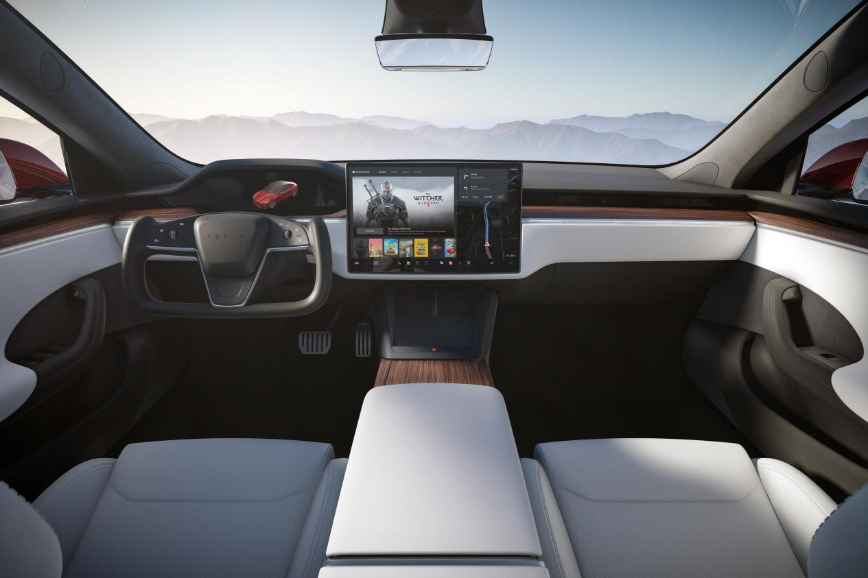    Model S Plaid简洁的驾驶舱。特斯拉供图 华龙网发
