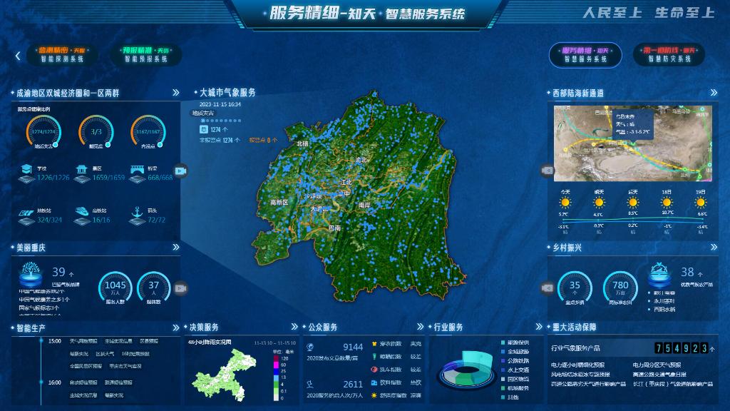 数字气象——知天•智慧服务系统。重庆市气象局供图