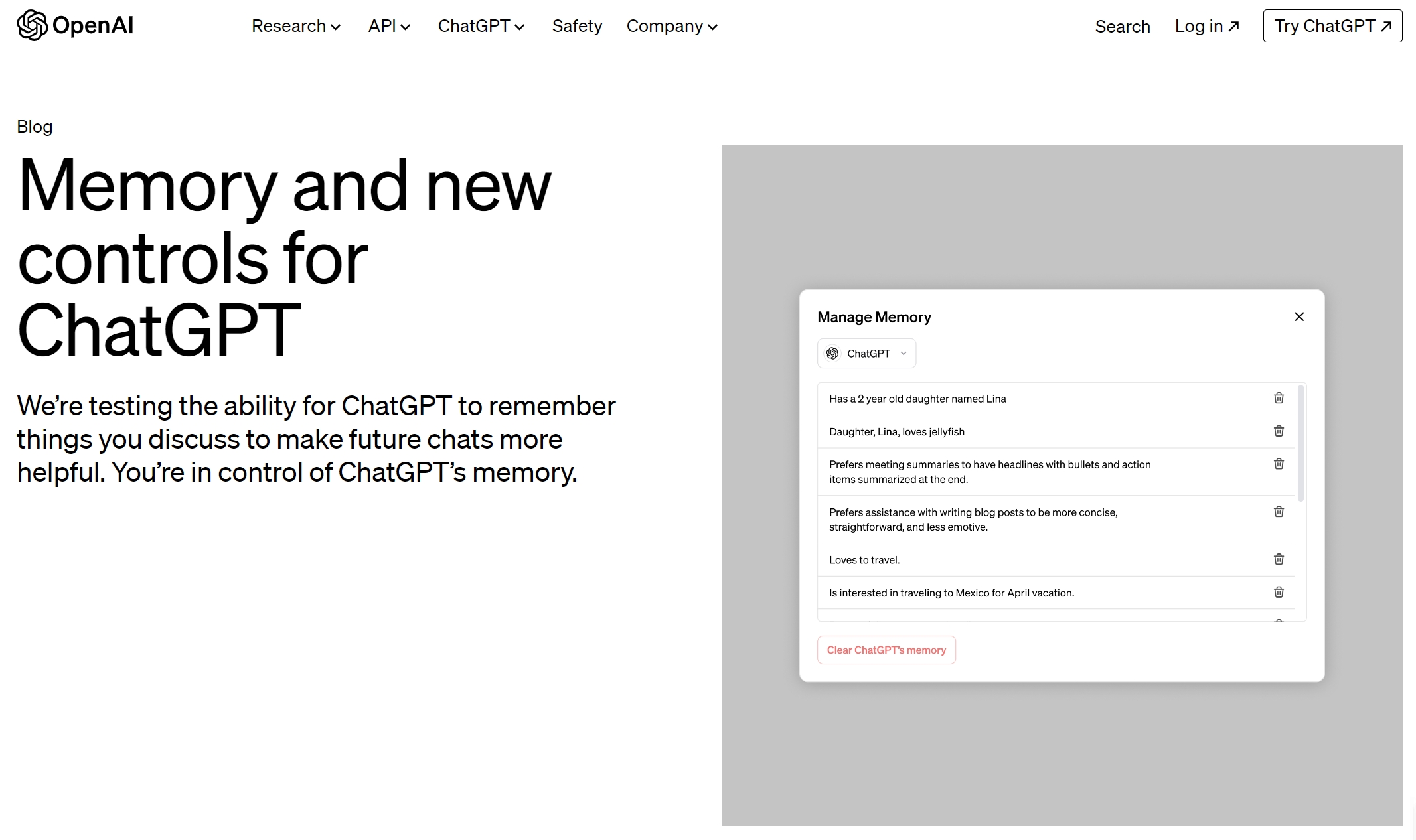 ChatGPT要有记忆力了，OpenAI宣布小范围测试“记忆”功能！1