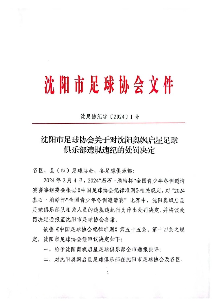 教唆小球员踢人？辽宁足协官方：涉事主帅停赛一年2