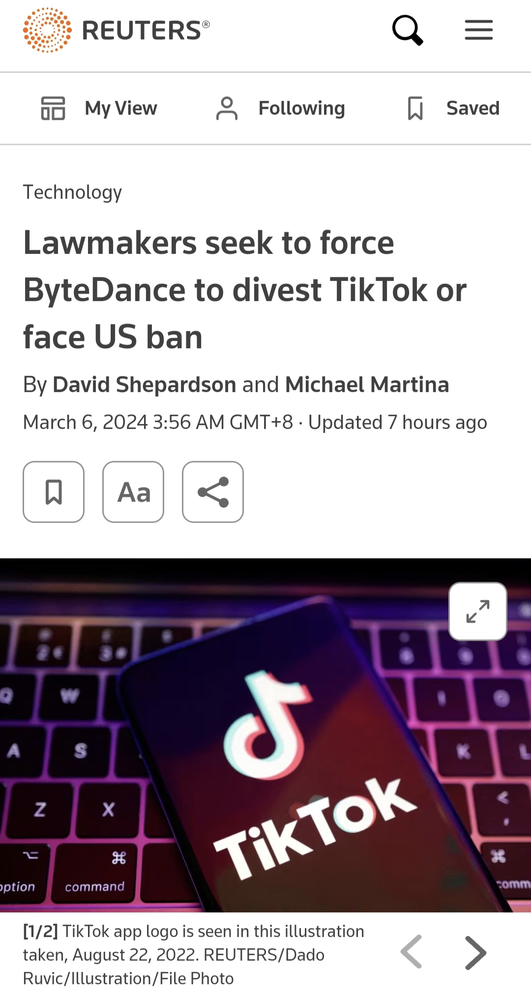 美国议员提法案，要求字节165天内剥离TikTok